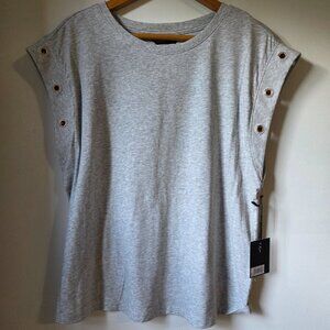 NWT SIMPLY VERA WANG LIGHT GREY HEATHERED MUSCLE TEE STYLE SIZE LARGE